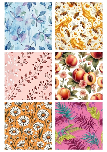Valentines Day Pattern Set | 6 Square Designs | A4 JPEG Printable Sheet