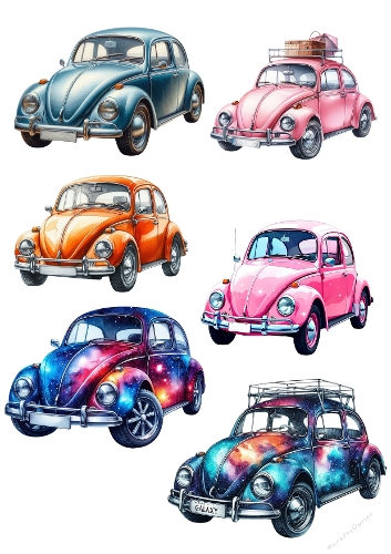 Volkswagen Beetle Card Backgrounds Kit | Set of 6 A4 Designs