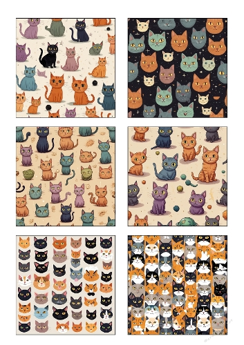 Cute Cats Backgrounds Kit | Set of 6 Fun Designs | Printable Sheet