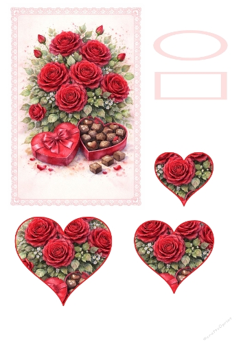 Love Roses & Chocolates Quick Card | Romantic Printable Topper