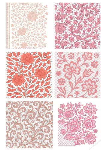 Floral Lace Backgrounds Kit | Set of 6 Decorative Designs | Printable Sheet