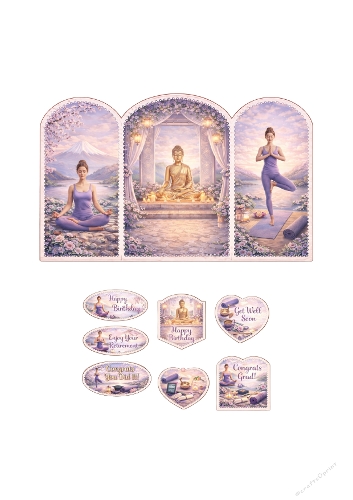 Yoga & Meditation Triptych Card | Wellness & Celebration Theme | Printable Sheet