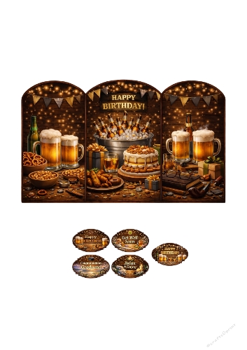 Beer Birthday Card Kit – Rustic Tavern Style 3D Card Elements for Men