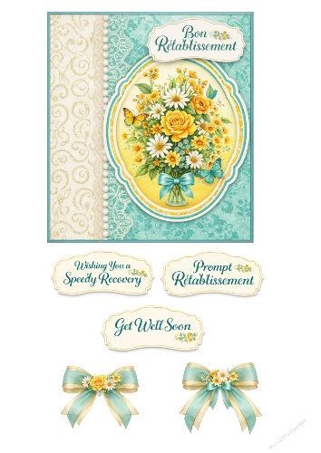 Get Well Soon Floral Card Design – Bon Rétablissement Vintage Flowers Set