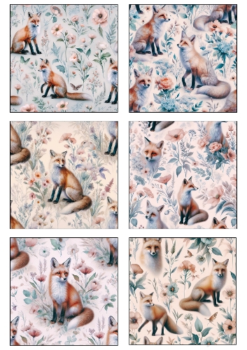 Watercolor Fox Seamless Patterns – Elegant Woodland Foxes with Floral Meadow
