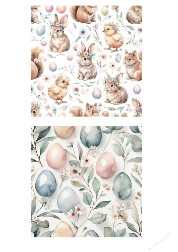 Cute Easter Bunny Seamless Pattern – Watercolor Rabbits, Chicks and Pastel Eggs