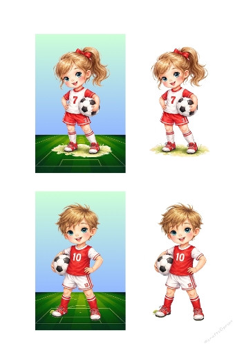Cute Football Kids 3D Decoupage A4 – Soccer Girl & Boy Birthday Card