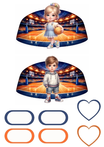 Kids Basketball Art Kit | A4 Printable Sheet | Cute Sports Illustrations
