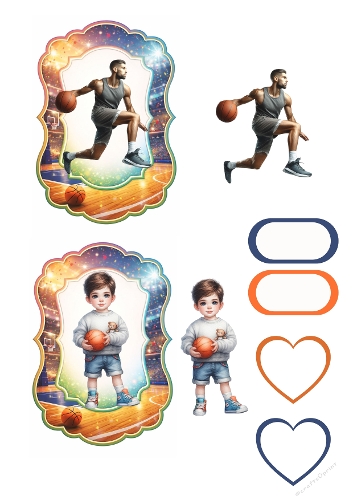 Basketball Duo Art Kit | A4 Printable Sheet | Adult & Child Illustrations