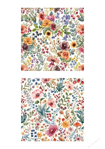 Wildflower & Autumn Berry – Watercolor Seamless Pattern Kit