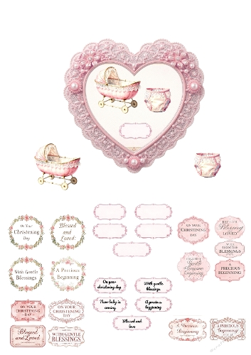 Regency Baby Girl 3D Card Kit | Elegant Printable for Birth, Christening & Baby Celebrations