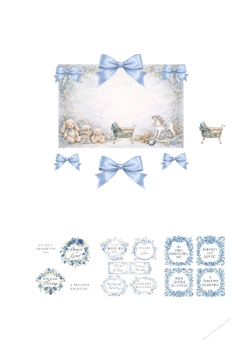 Regency Baby Boy 3D Card Kit | Elegant Printable for Birth, Christening & Baby Celebrations