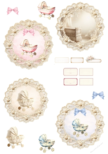 Regency Baby Topper Kit | Simple Cut‑Outs + 3D Layer | Printable for Birth & Christening Cards
