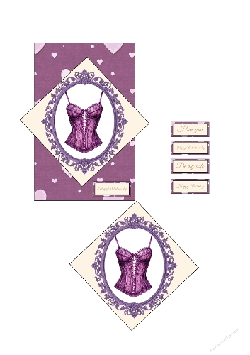 3D Card Kit | Elegant Purple Corset Printable for Romantic Occasions