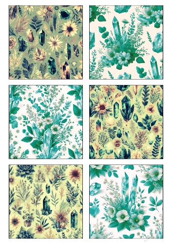Watercolor Botanical & Crystal Set | Kit of 6 Printable Art Panels