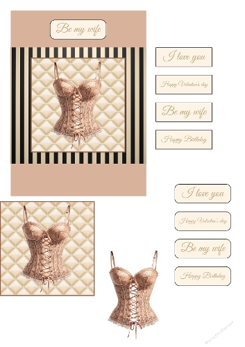 3D Card Kit | Elegant Beige Corset Printable for Romantic Occasions