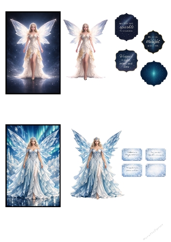 3D Card Kit | Set of 2 Fantasy Fairy Printables with Inspirational Labels