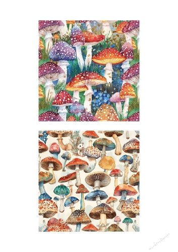 Watercolor Mushroom Set | Kit of 2 Fantasy & Botanical Printable Panels