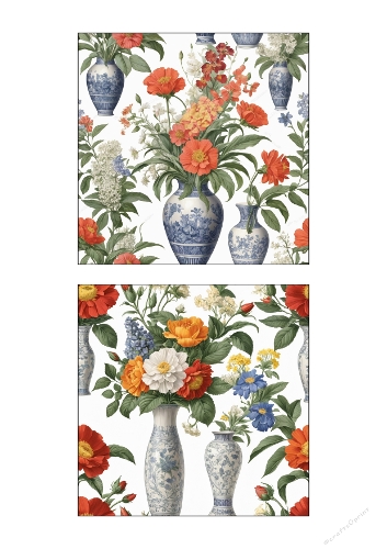 Watercolor Floral Vase Set | Kit of 2 Botanical Printable Art Panels