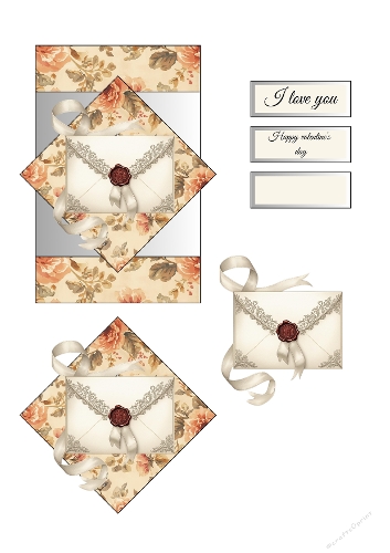 3D Quick Card | Vintage Floral Envelope Printable for Valentines & Love Notes