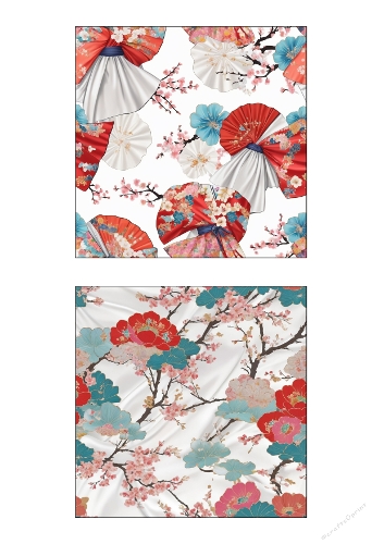 Background Kit | Set of 2 Japanese‑Style Printable Panels (Fans & Floral)
