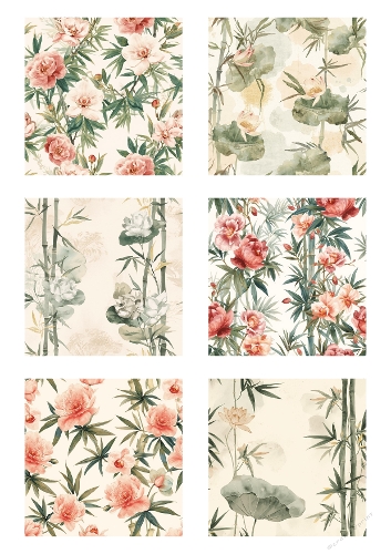Background Kit | Set of 6 Watercolor Botanical Printable Panels