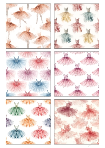 Background Kit | Set of 6 Watercolor Ballet Tutu Printable Panels