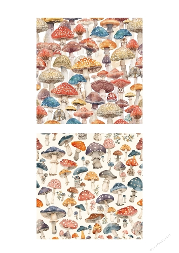 Background Kit | Set of 2 Watercolor Mushroom Printable Panels