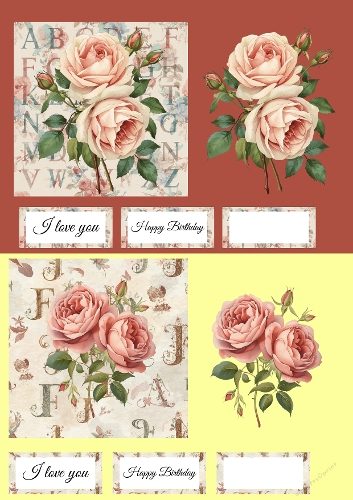 Quick Card Kit | Set of 2 Floral Rose Printable Cards & Labels