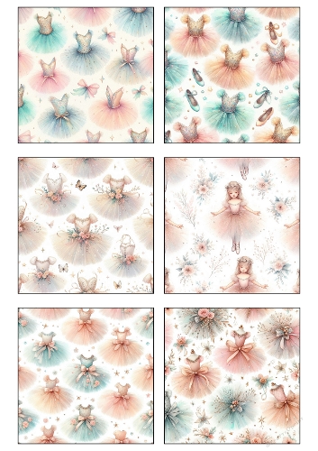 Background Kit | Set of 6 Pastel Ballet Dress & Ballerina Printable Papers