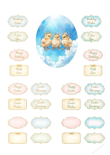 Cute Chicks Easter and Birthday Greeting Card Kit – Pastel Sky, Spring Chicks and Sentiment Toppers for Card Making