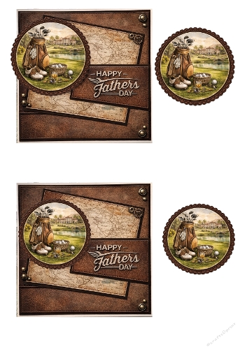 Fathers Day Card Making Kit – Vintage Golf Theme, Rustic Leather Style, Classic Golf Bag Illustration, Masculine Handmade Card