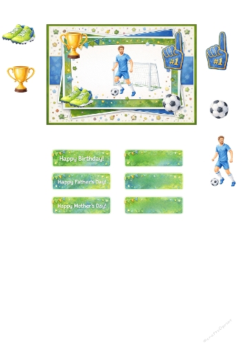 Soccer Card Making Kit – Football Sports Celebration Topper with Trophy, Goal and Champion Elements