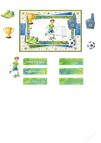 Kids Soccer Card Making Kit – Children Football Birthday & Celebration Topper with Trophy, Ball and Champion Elements