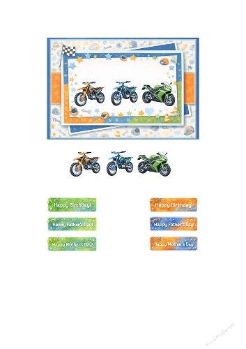Kids Motorcycle Birthday Card Kit – Dirt Bike, Sport Bike & Celebration Labels for Boys Cards and Scrapbooking