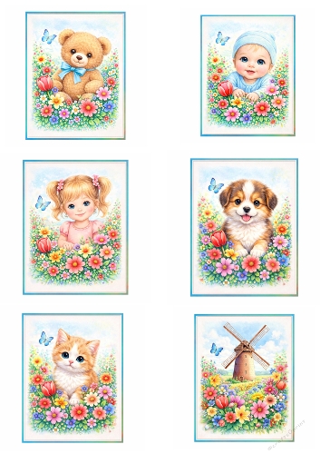 Cute Easter Card Topper Bundle – Sweet Baby, Animals & Spring Scenes with Floral Pastel Designs
