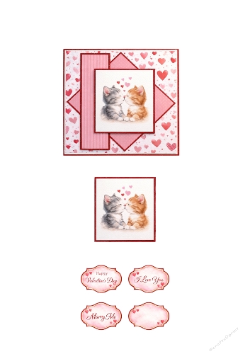 Cute Kittens Valentine Card Topper Set – Love & Romance Card Making Elements