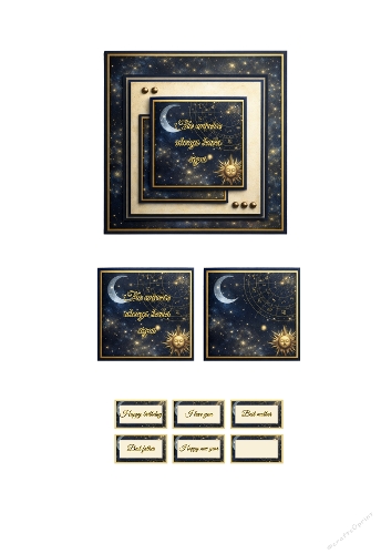 Celestial Astrology Layered Square Card | Mystical Universe Card with Sentiments | Elegant Night Sky Design