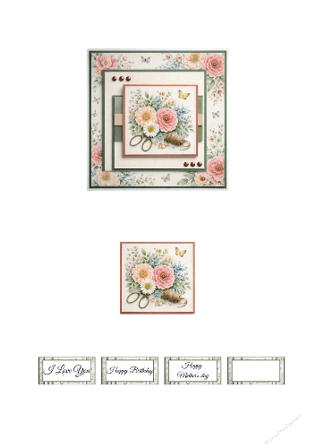 Elegant Floral Layered Square Card with Vintage Garden Flowers