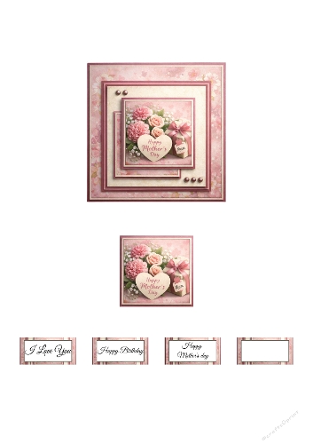 Elegant Pink Floral Mothers Day Layered Square Card