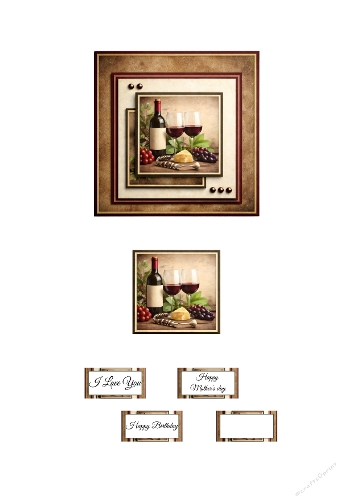 Elegant Wine and Cheese Layered Square Card Design