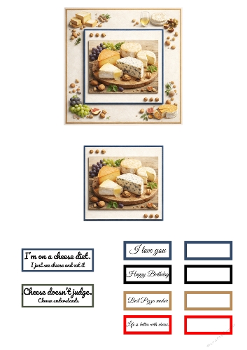 Cheese Lover Layered Square Card – Funny Food Quote Card Design