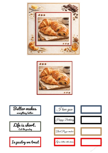 French Croissant Pastry Layered Square Card – Funny Baking Quote Design