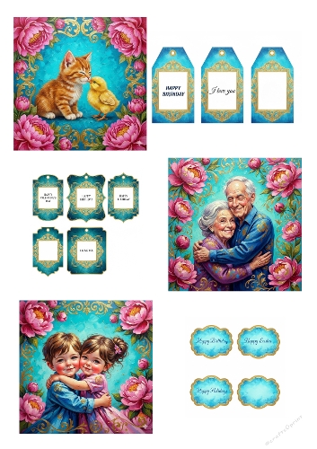 Kit of 3 Whimsical Love Cards – Cute Animals, Children & Timeless Romance