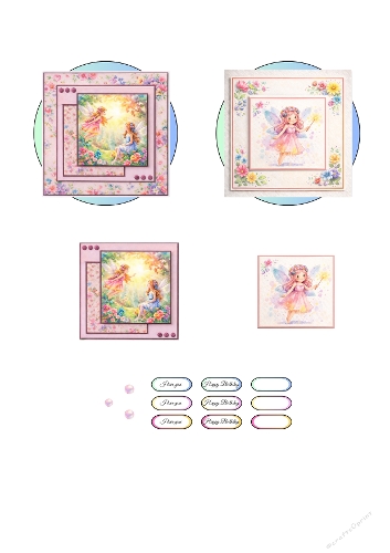 Fairy Friends Mini Card Kit – 2 Cute Fantasy Fairy Square Cards