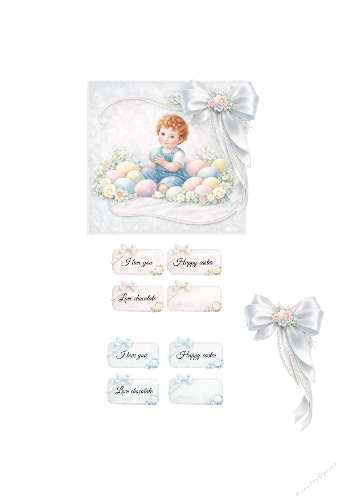 Sweet Baby Easter 3D Card – Cute Pastel Baby with Easter Eggs