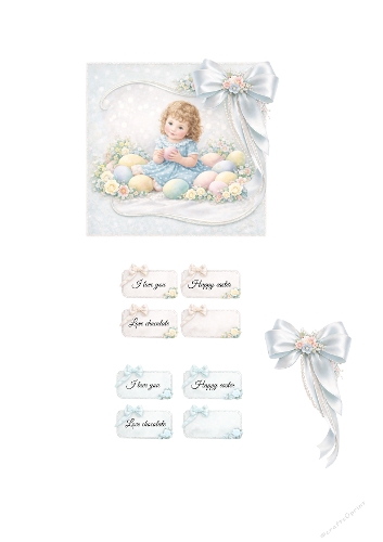 Soft Baby Easter 3D Card – Pastel Baby with Eggs and Elegant Bow