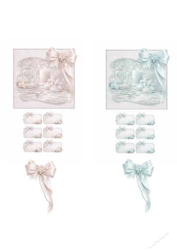 Elegant Christening 3D Card – Baptism Keepsake with Cross, Candle and Satin Bow