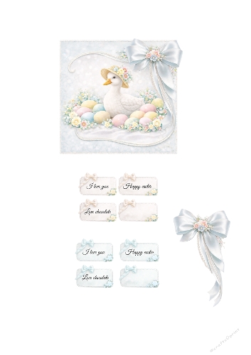Sweet Easter Goose 3D Card Kit – Pastel Spring Design with Flowers and Eggs