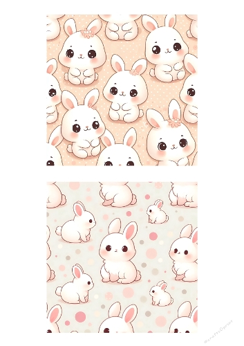 Cute Bunny Seamless Patterns Bundle – Soft Pastel Baby Nursery Backgrounds